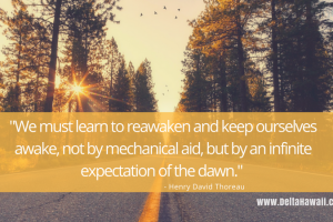 We must learn to reawaken and keep ourselves awake, not by mechanical aid, but by an infinite expectation of the dawn.-Henry David Thoreau